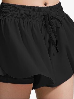 Black Layered Women's Flowy Shorts with